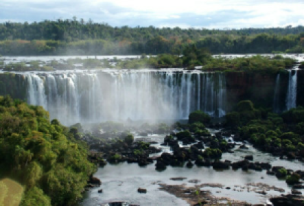 Die Iguacu-Wasserfälle aus der Luft sehen